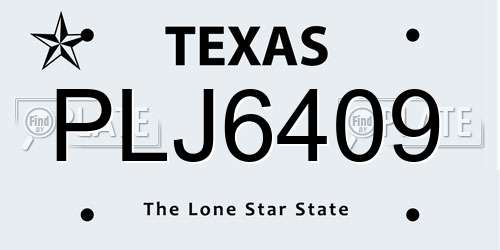 PLJ6409 Texas License Plate