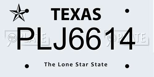 PLJ6614 Texas License Plate