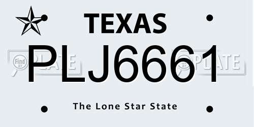 PLJ6661 Texas License Plate