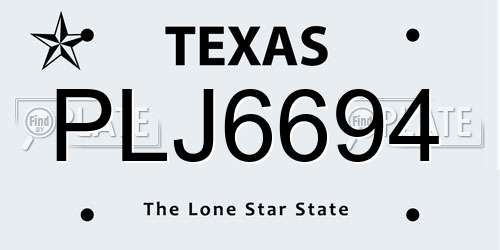 PLJ6694 Texas License Plate