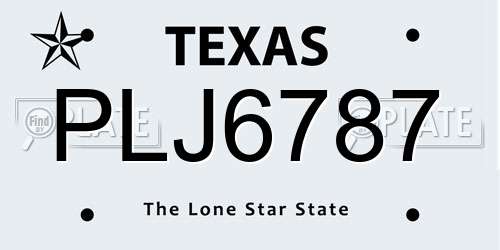 PLJ6787 Texas License Plate