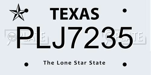 PLJ7235 Texas License Plate