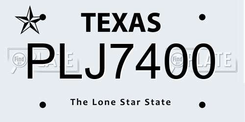 PLJ7400 Texas License Plate