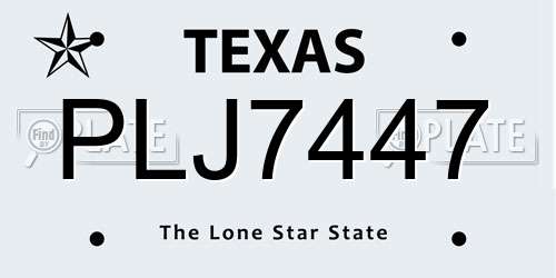 PLJ7447 Texas License Plate