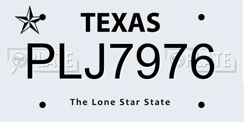 PLJ7976 Texas License Plate