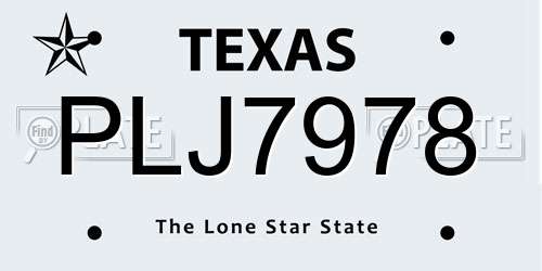 PLJ7978 Texas License Plate
