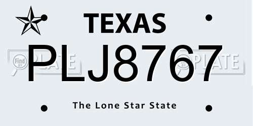 PLJ8767 Texas License Plate