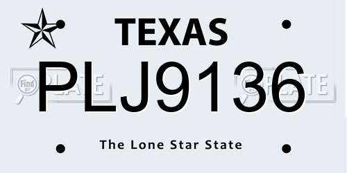 PLJ9136 Texas License Plate