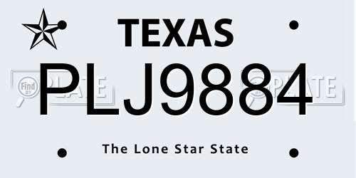 PLJ9884 Texas License Plate