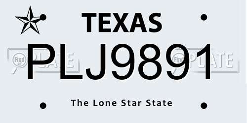 PLJ9891 Texas License Plate