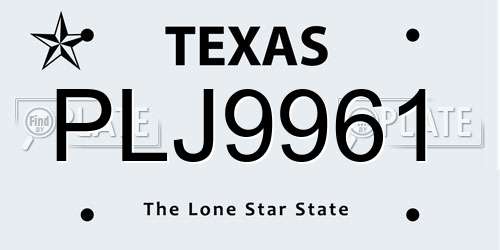 PLJ9961 Texas License Plate