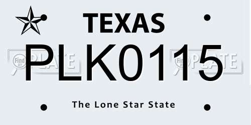 PLK0115 Texas License Plate