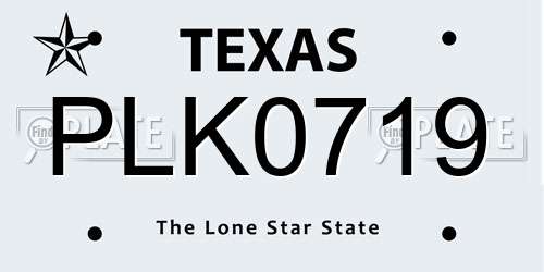PLK0719 Texas License Plate