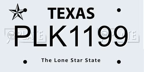 PLK1199 Texas License Plate