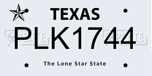 PLK1744 Texas License Plate