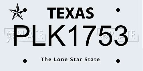 PLK1753 Texas License Plate