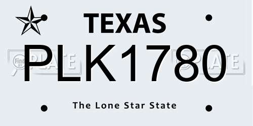 PLK1780 Texas License Plate
