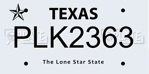 PLK2363 Texas License Plate