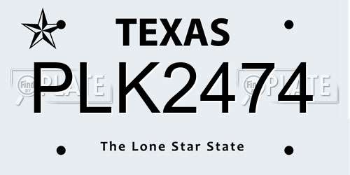 PLK2474 Texas License Plate