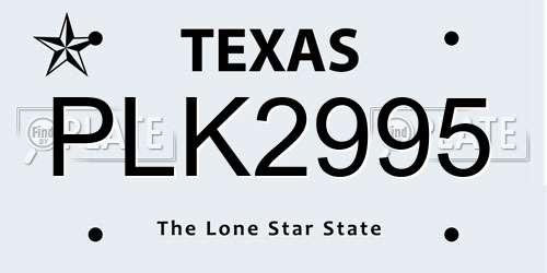 PLK2995 Texas License Plate