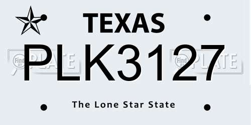 PLK3127 Texas License Plate
