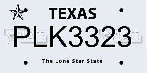 PLK3323 Texas License Plate