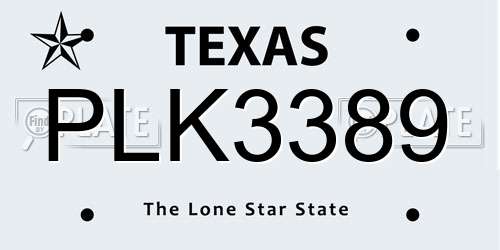 PLK3389 Texas License Plate