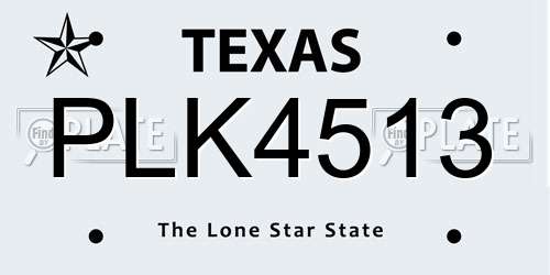 PLK4513 Texas License Plate