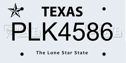 PLK4586 Texas License Plate