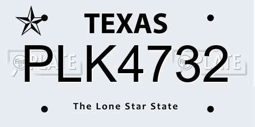 PLK4732 Texas License Plate