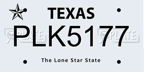 PLK5177 Texas License Plate