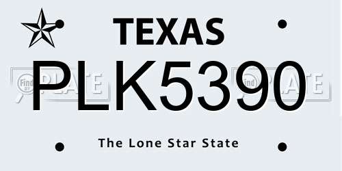 PLK5390 Texas License Plate