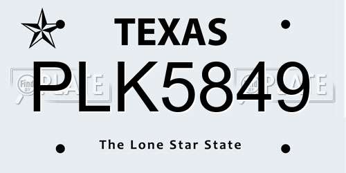 PLK5849 Texas License Plate