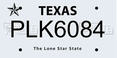 PLK6084 Texas License Plate