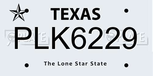PLK6229 Texas License Plate