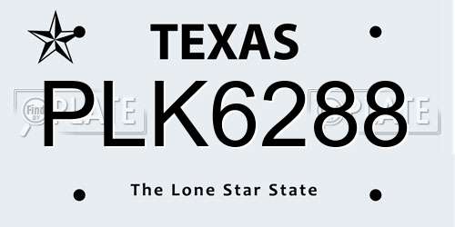 PLK6288 Texas License Plate