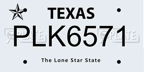 PLK6571 Texas License Plate