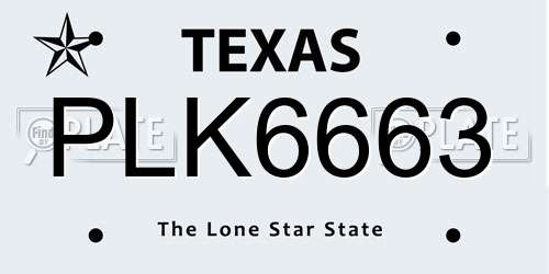 PLK6663 Texas License Plate
