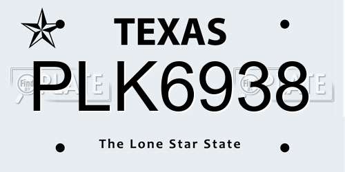 PLK6938 Texas License Plate