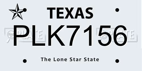 PLK7156 Texas License Plate