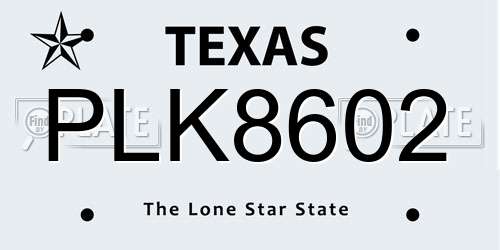 PLK8602 Texas License Plate