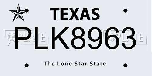PLK8963 Texas License Plate