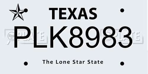 PLK8983 Texas License Plate