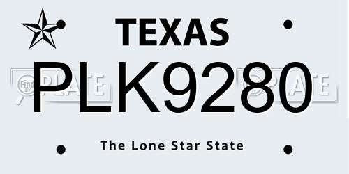 PLK9280 Texas License Plate