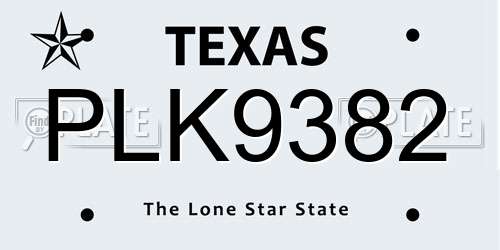 PLK9382 Texas License Plate