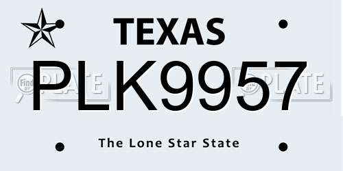PLK9957 Texas License Plate