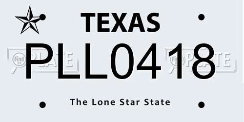 PLL0418 Texas License Plate