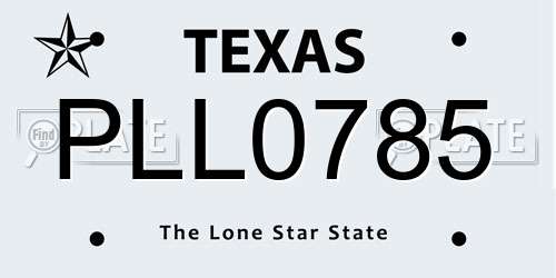 PLL0785 Texas License Plate