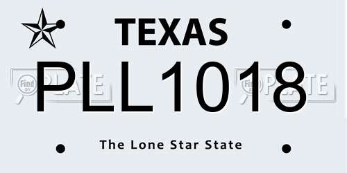 PLL1018 Texas License Plate