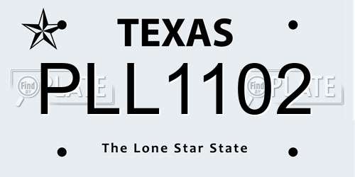 PLL1102 Texas License Plate